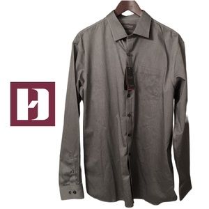Denver Hayes Mens Dress Shirt Grey Formal Event Office Manager Size Large